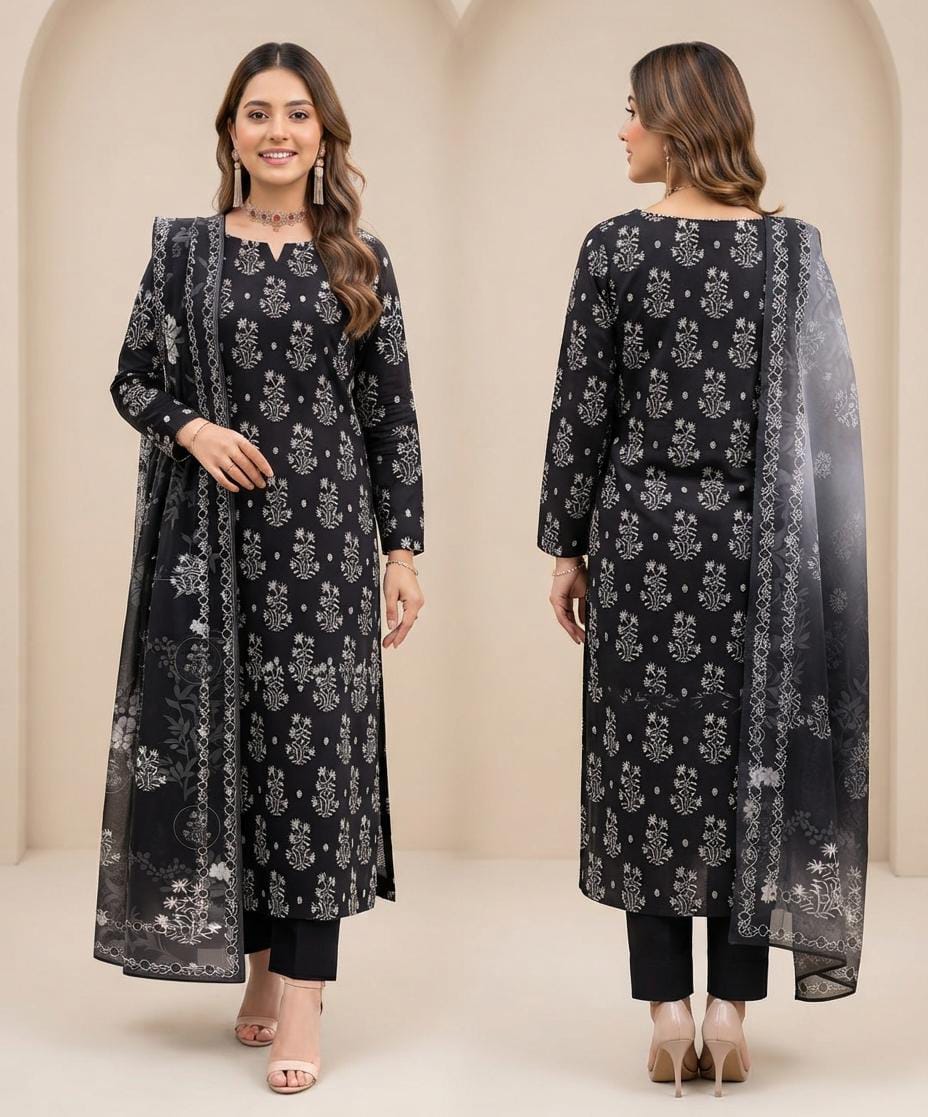 Premium Black Slub Lawn Collection