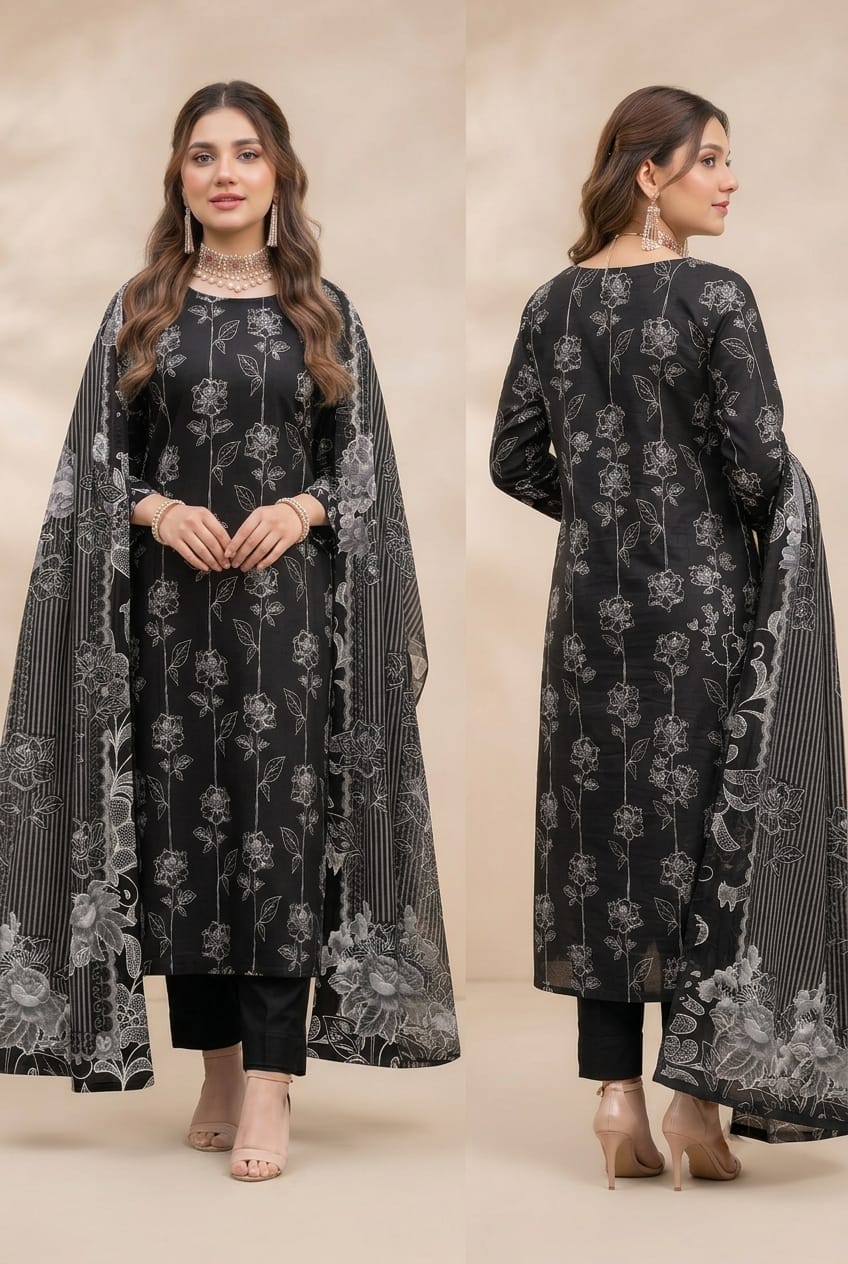 Premium Black Slub Lawn Collection