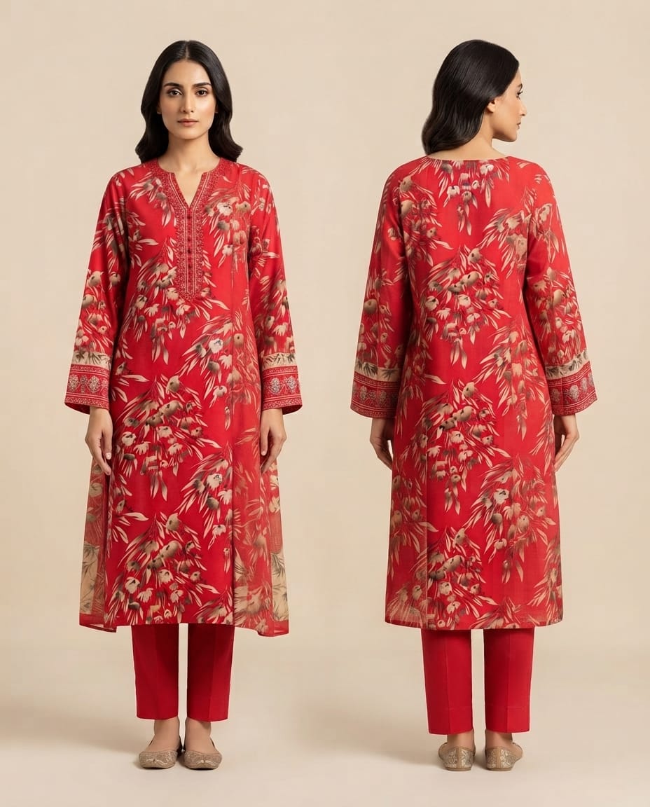 Elegant Floral Digital Printed 2-Piece Lawn Suit