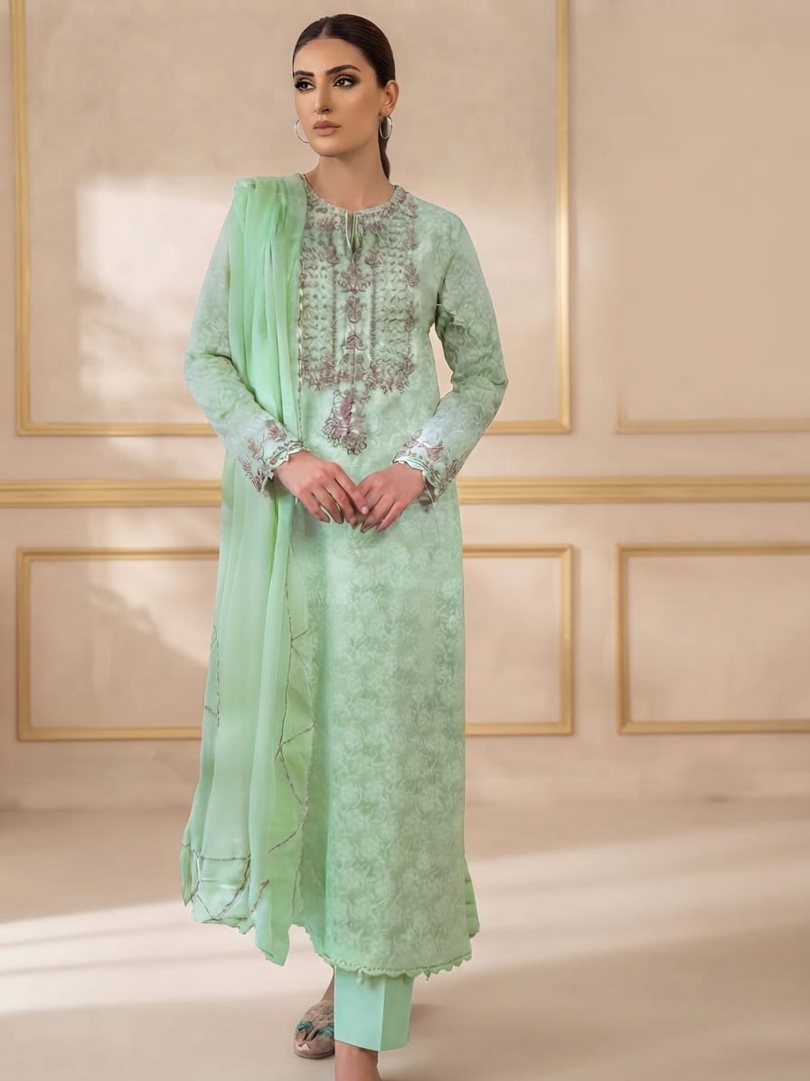 Elegant Digital Print & Embroidered 3-P Lawn Suit