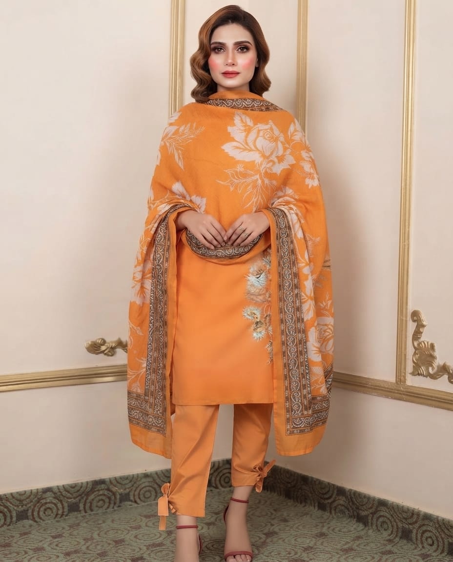Elegant Digital Print & Embroidered 3-P Lawn Suit