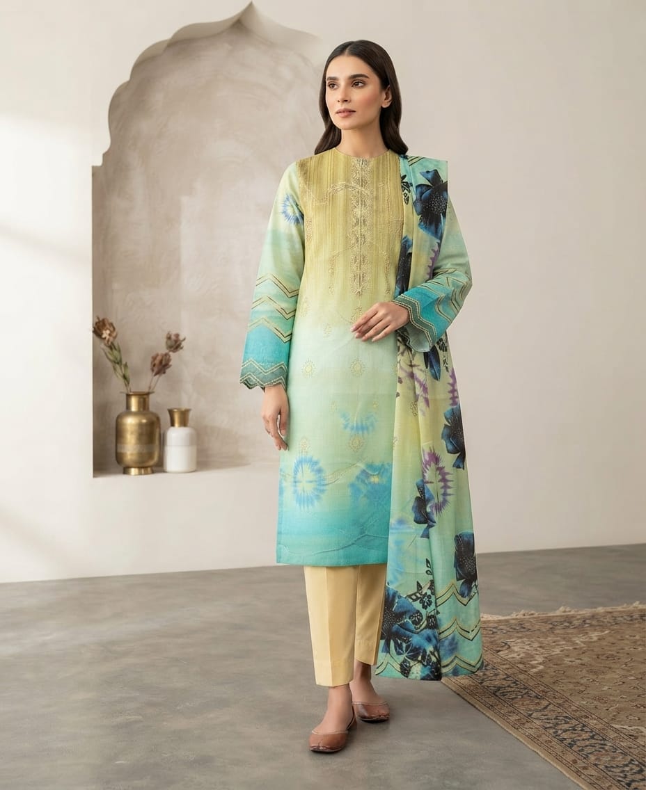 Digital Printed Lawn Suit with Matching Dupatta