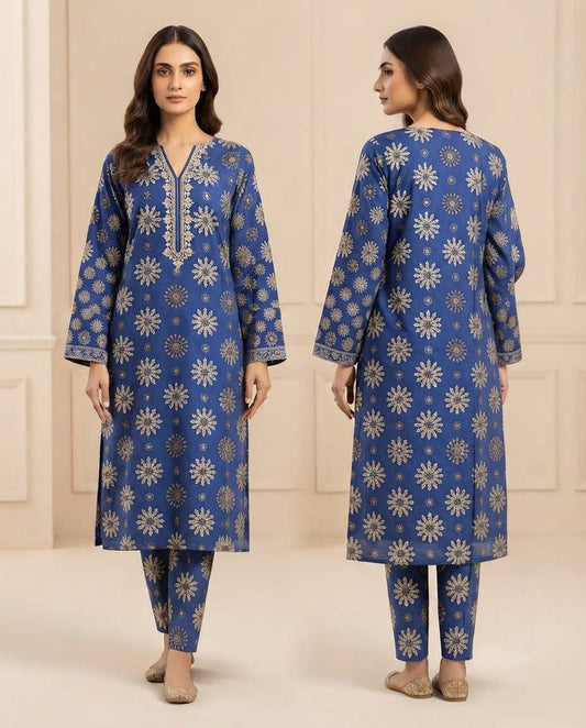 Premium Quality Floral Block Print 2-Piece Lawn Suit