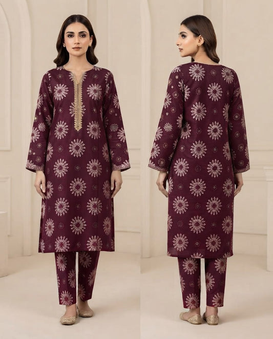 Premium Quality Floral Block Print 2-Piece Lawn Suit