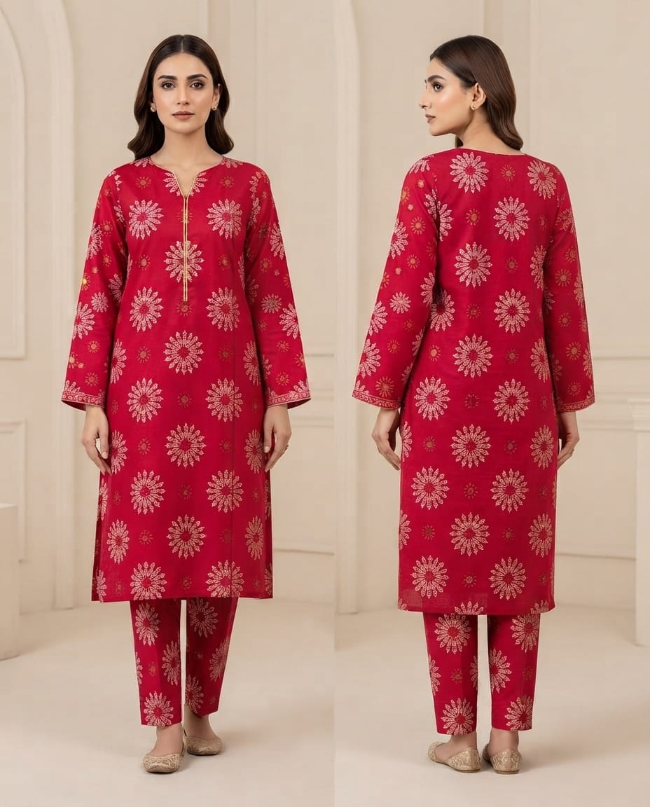 Premium Quality Floral Block Print 2-Piece Lawn Suit