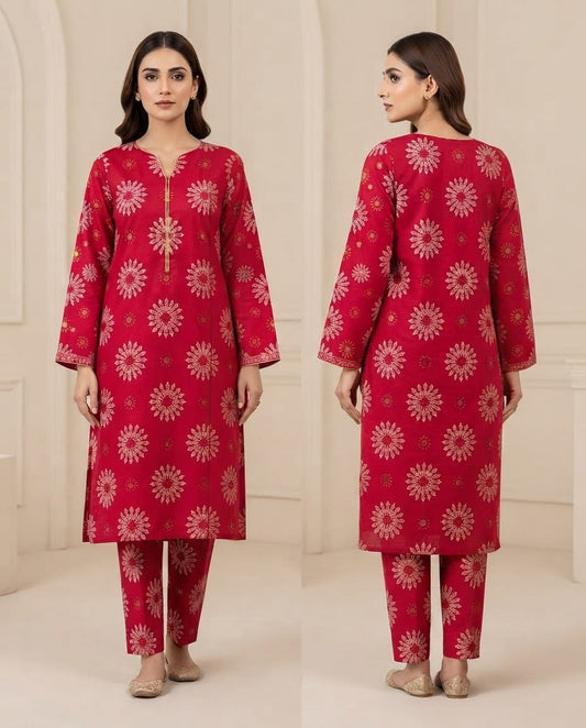 Premium Quality Floral Block Print 2-Piece Lawn Suit