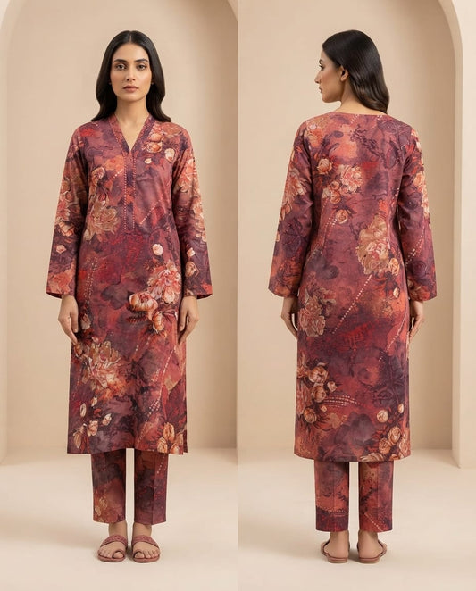 Elegant Floral Digital Printed 2-Piece Lawn Suit