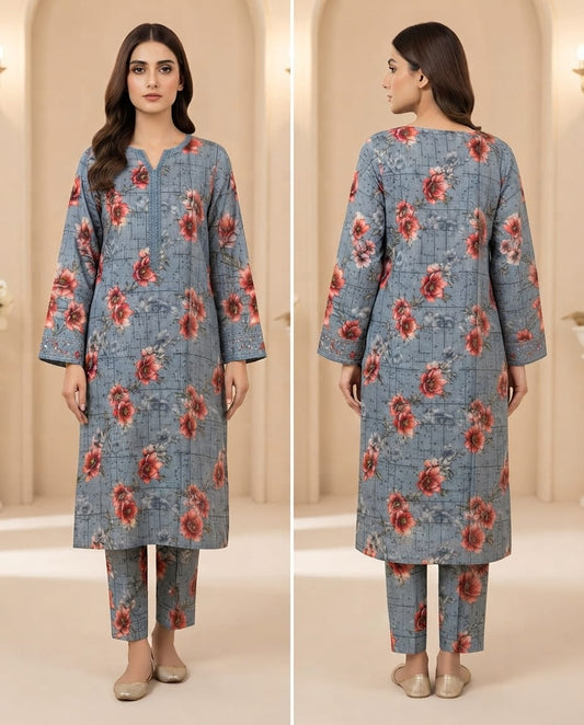 Elegant Floral Digital Printed 2-Piece Lawn Suit