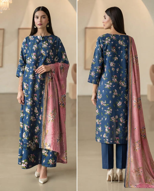 Branded Digital Printed Lawn 3-Piece Suit