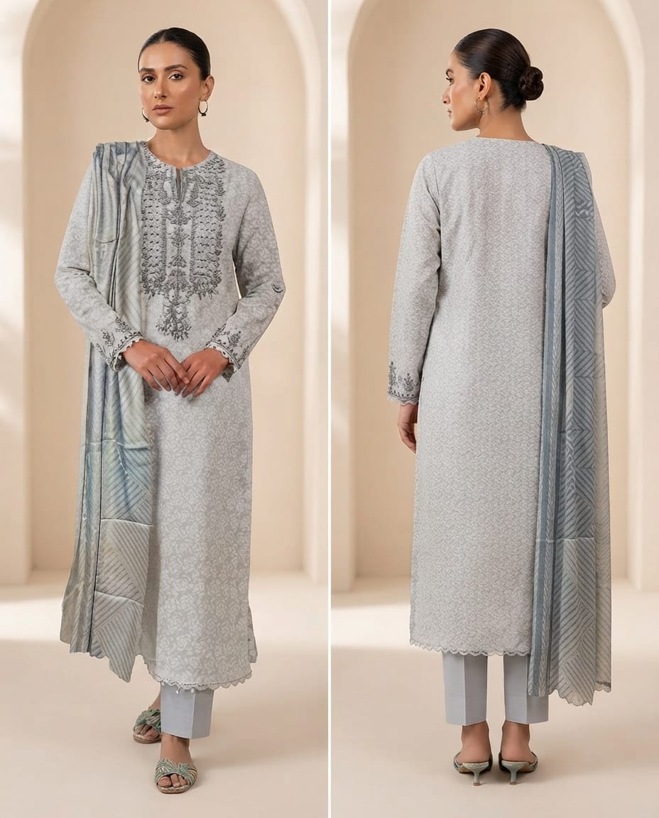 Elegant Digital Print &  Embroidered 3-P Lawn Suit