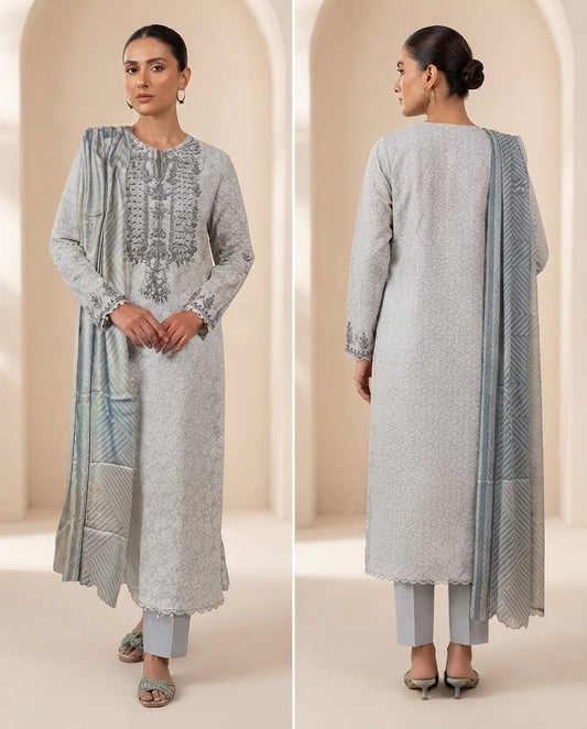 Elegant Digital Print &  Embroidered 3-P Lawn Suit